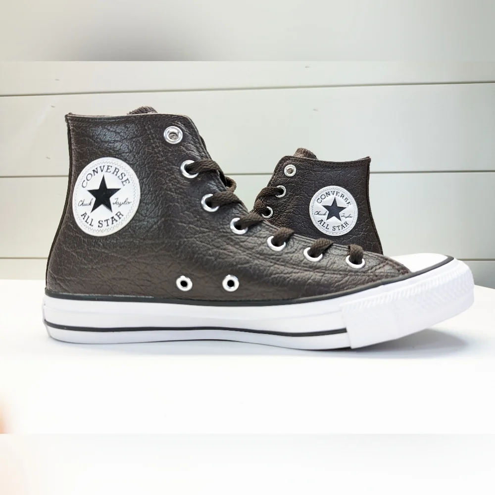 Converse Chuck Taylor All Star Tumbled Hi Velvet Brown Leather Sneakers Men's 6